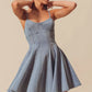 Light blue SO ME A-line fit and flare denim mini dress with thin straps