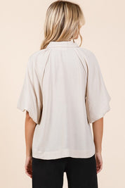 Mittoshop Airflow Short Bubble Sleeve Button Down Shirt