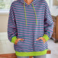 Lovelet Drawstring Striped Long Sleeve Hoodie - DAVERRI FASHIONS