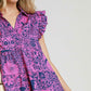 Umgee Full Size Printed Ruffle Cap Sleeve Babydoll Dress Babydoll Dresses