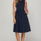 She + Sky Full Size Sleeveless Poplin Woven Midi Dress with Pockets Plus Size Dark Navy 1XL Midi Dreses