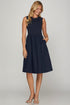 She + Sky Full Size Sleeveless Poplin Woven Midi Dress with Pockets Plus Size Dark Navy 1XL Midi Dreses