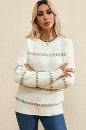 Round Neck Long Sleeve Sweater | Daverri Fashions