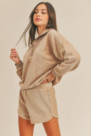 MABLE Corduroy Half Zip Top and Shorts Set | Outfit Sets Daverri Fashions