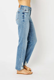 Judy Blue Full Size High Waist Straight Jeans with Heavy Destroy Plus Size | Jeans Daverri Fashions