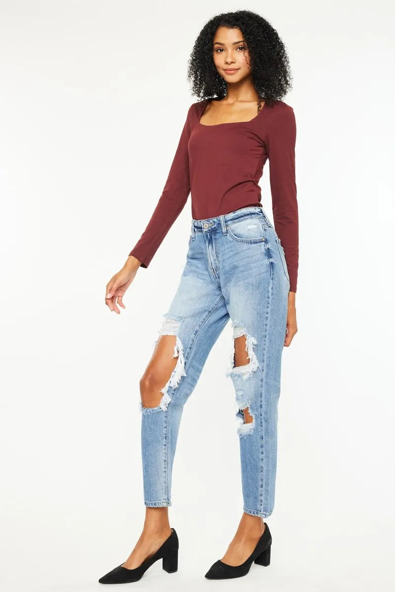 Kancan High Rise Distressed Boyfriend Jeans Jeans