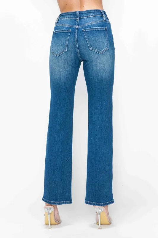 bytos Full Size Cat's Whiskers High Rise Straight Jeans | Jeans Daverri Fashions