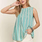 ADORA Contrast Striped Frill Round Neck Sleeveless Top
