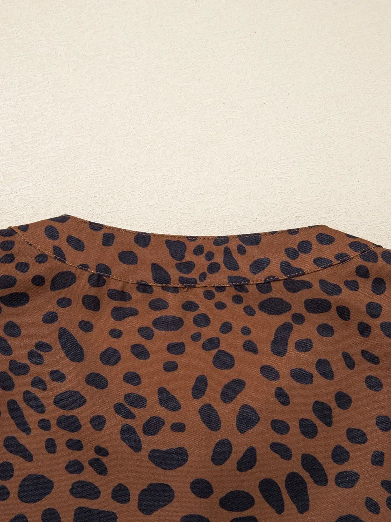 Leopard Print Ruffled Puff Sleeve Blouse - DAVERRI FASHIONS