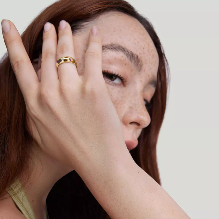 18K Gold-Plated Colorful Zircon Ring | Rings Daverri Fashions
