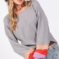 SAGE + FIG Color Block Waffle Knit T-Shirt - DAVERRI FASHIONS