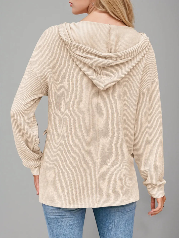 Double Take Drawstring Dropped Shoulder Long Sleeve Hoodie | Hoodies Daverri Fashions