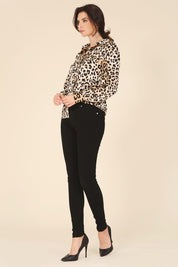 Satin Leopard Print Blouse Blouses