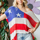 First Love USA Flag Drop Shoulder Knit Top Plus Size Tops