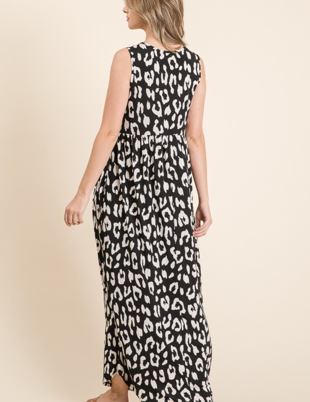 BOMBOM Leopard Maxi Dress with Pockets | Daverri Fashions