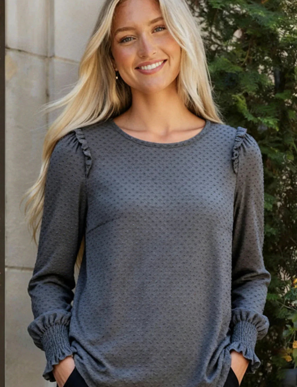 Smoky Sweetheart Ruffled Blouse | Daverri Fashions