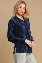 Umgee Side Slit Texture Button Up Shirt | Daverri Fashions