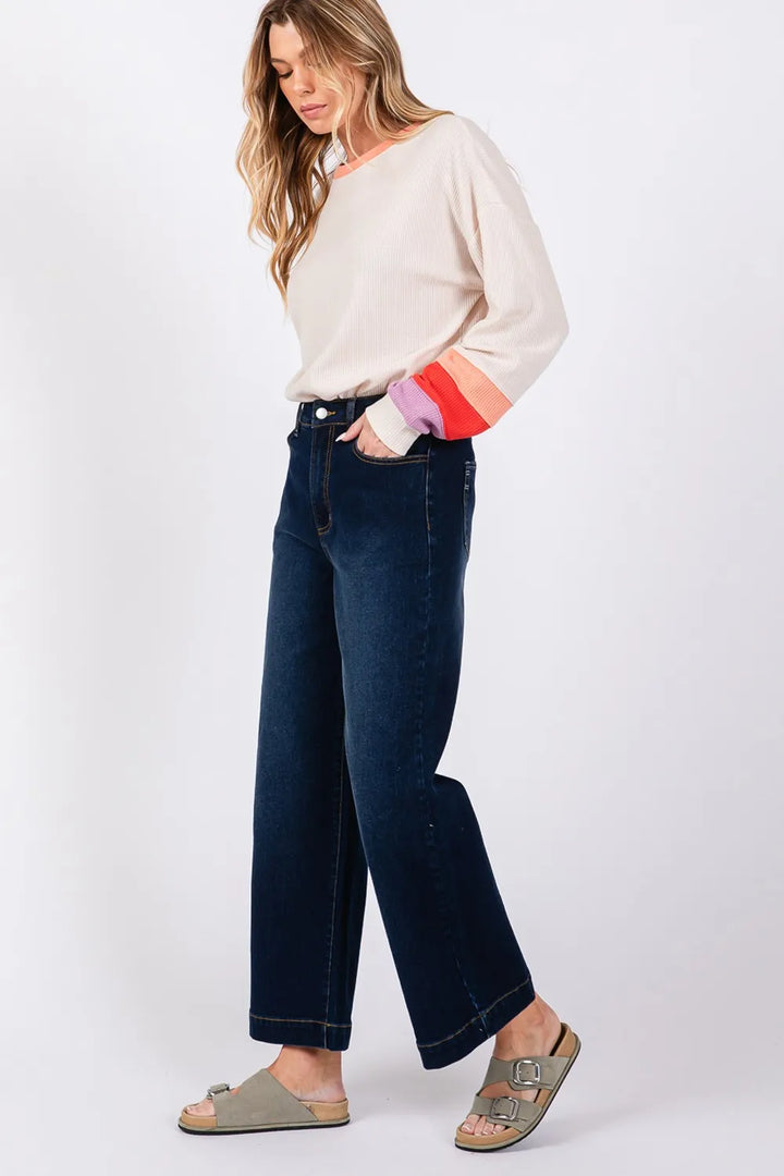 SAGE + FIG High Waist Wide Leg Jeans | Jeans Daverri Fashions