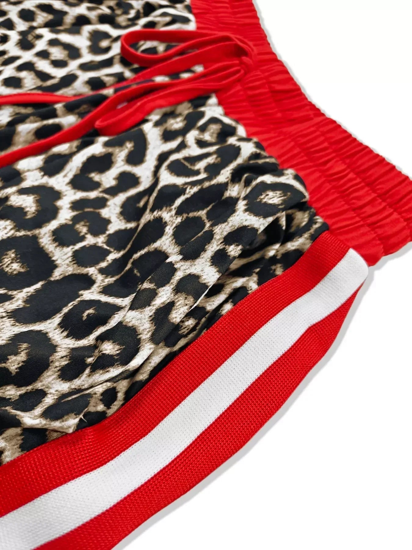 Leopard Round Neck Top and Pants Two-Piece Set - DAVERRI FASHIONS