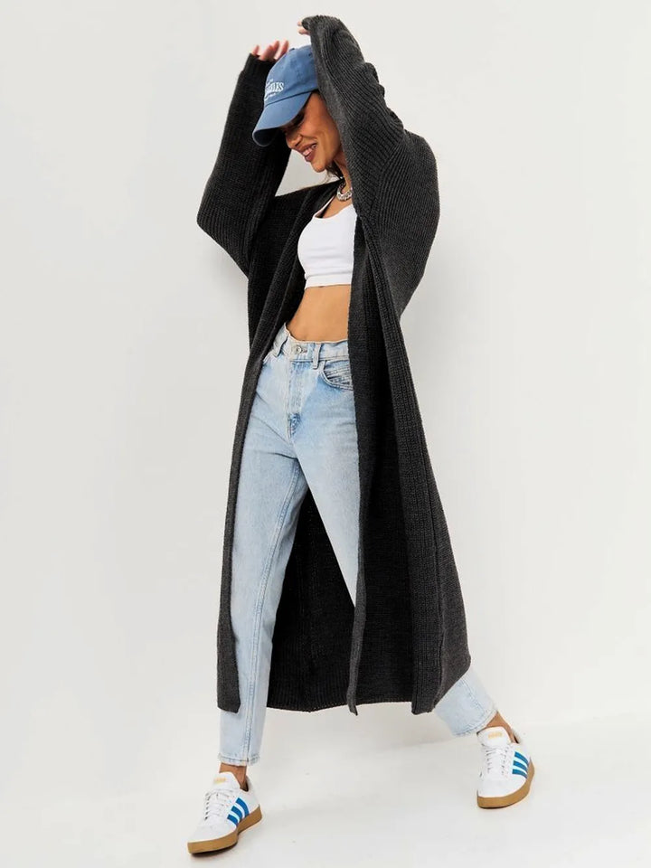 Open Front Long Sleeve Longline Cardigan | Cardigans Daverri Fashions
