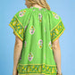 Umgee Boho Bloom Border Top: vibrant green embroidered floral blouse