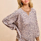 BiBi Leopard Printed French Terry Sweatshirt with ruffled sleeves