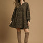 Umgee Leopard Print Long Sleeve Swing Dress - DAVERRI FASHIONS