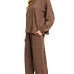 Zenana Slub Long Sleeve Top and Pants Lounge Set - DAVERRI FASHIONS