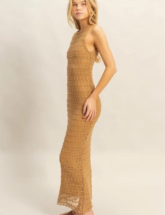 HYFVE Sleeveless Crochet Open Back Maxi Dress | Daverri Fashions