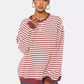 Striped Round Neck Long Sleeve Sweatshirt - DAVERRI FASHIONS