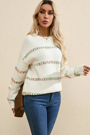 Round Neck Long Sleeve Sweater | Daverri Fashions