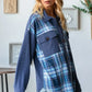 Oh Plaid Button Up Long Sleeve Shacket with Breast Pockets - DAVERRI FASHIONS