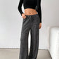 Striped Wide Leg Drawstring Pants - DAVERRI FASHIONS