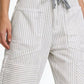 Daverri Striped Wide-Leg Pants in gray and white vertical stripes with drawstring waist