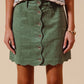 SO ME Scallop Buttoned Front Corduroy Mini Skirt DUSTY SAGE Skirts