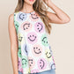 BOMBOM Smiley Face Round Neck Tank Ivory