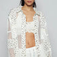 POL Floral Crochet Patchwork Long Sleeve Shirt Shirts