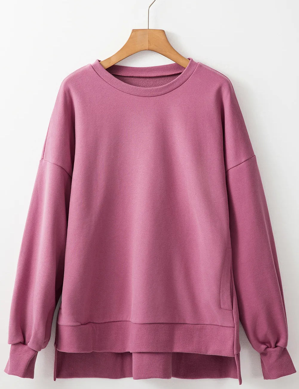 Dusty Pink Round Neck Long Sleeve Sweatshirt | Sweatshirts Daverri Fashions