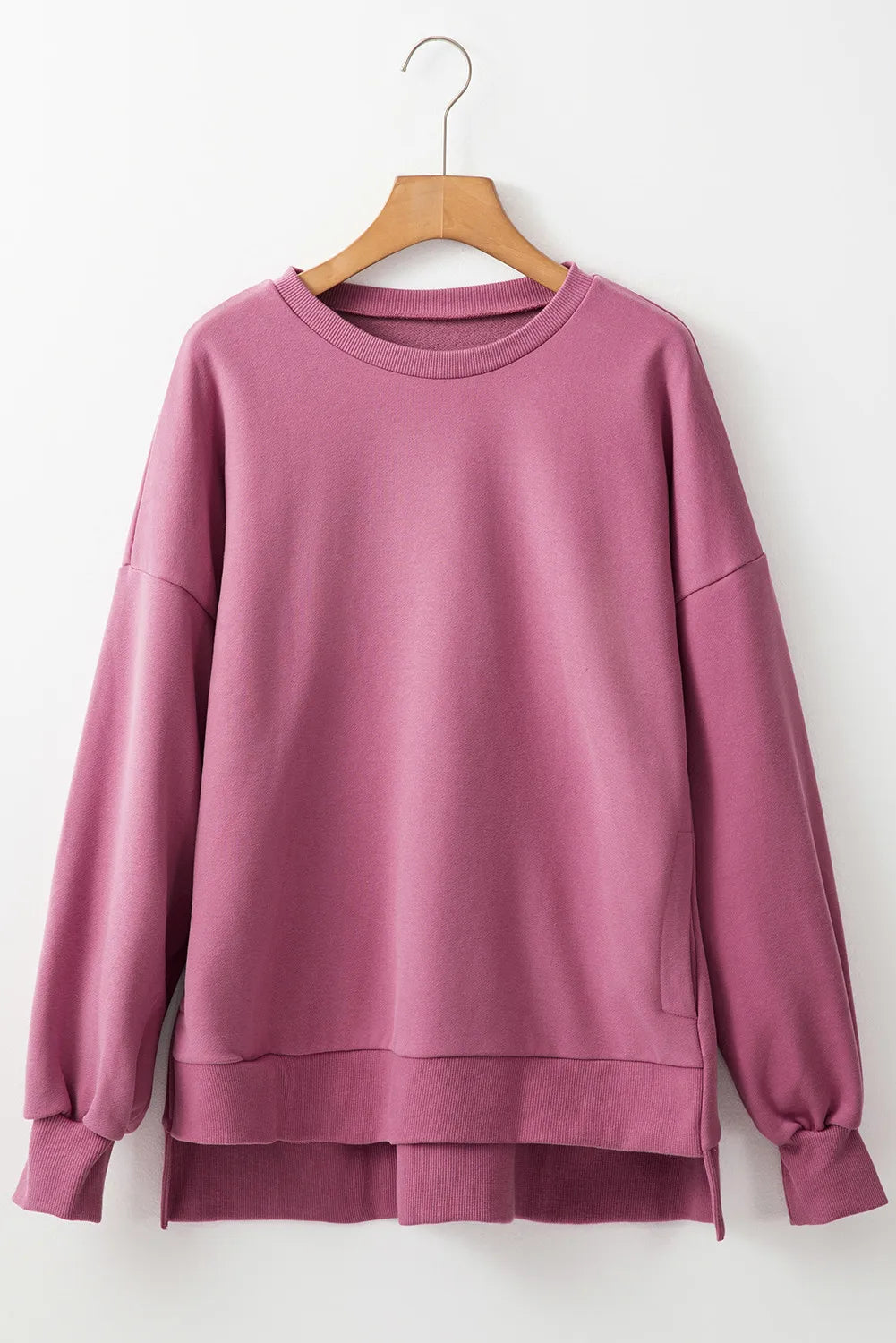 Dusty Pink Round Neck Long Sleeve Sweatshirt | Sweatshirts Daverri Fashions