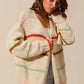 SO ME Loose Fit Multi Stripe Open Front Cardigan - DAVERRI FASHIONS