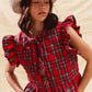 SO ME Christmas Holiday Plaid Ruffled Quilt Vest Top - DAVERRI FASHIONS