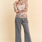 Davi & Dani Floral Print Mesh Long Sleeve Layering Top