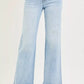 Light-wash Risen tummy control mid-rise straight fray hem jeans
