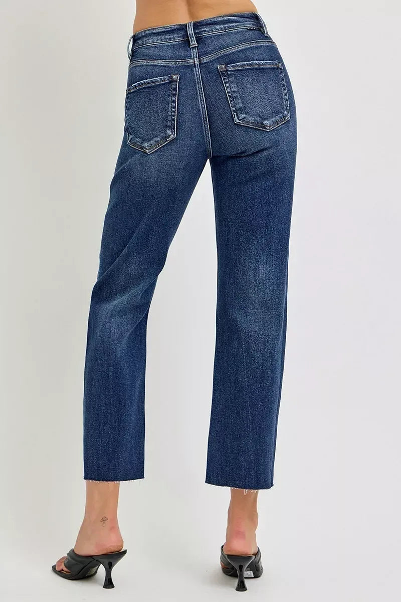 RISEN High Rise Slim Barrel Jeans - DAVERRI FASHIONS