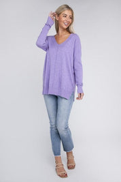 Garment Dyed Front Seam Zenana Sweater Tops