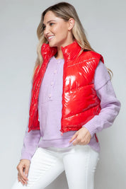 Snobbish Zip Up Turtleneck Shiny Quilted Vest | Vest Jackets Daverri Fashions