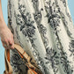 Umgee beige black floral border print wide leg pants back view