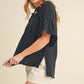 Aemi + Co Side Slit Notched Ruffled Half Sleeve Blouse Blouses