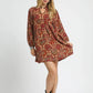 Umgee Boho Mix Paisley Babydoll Dress