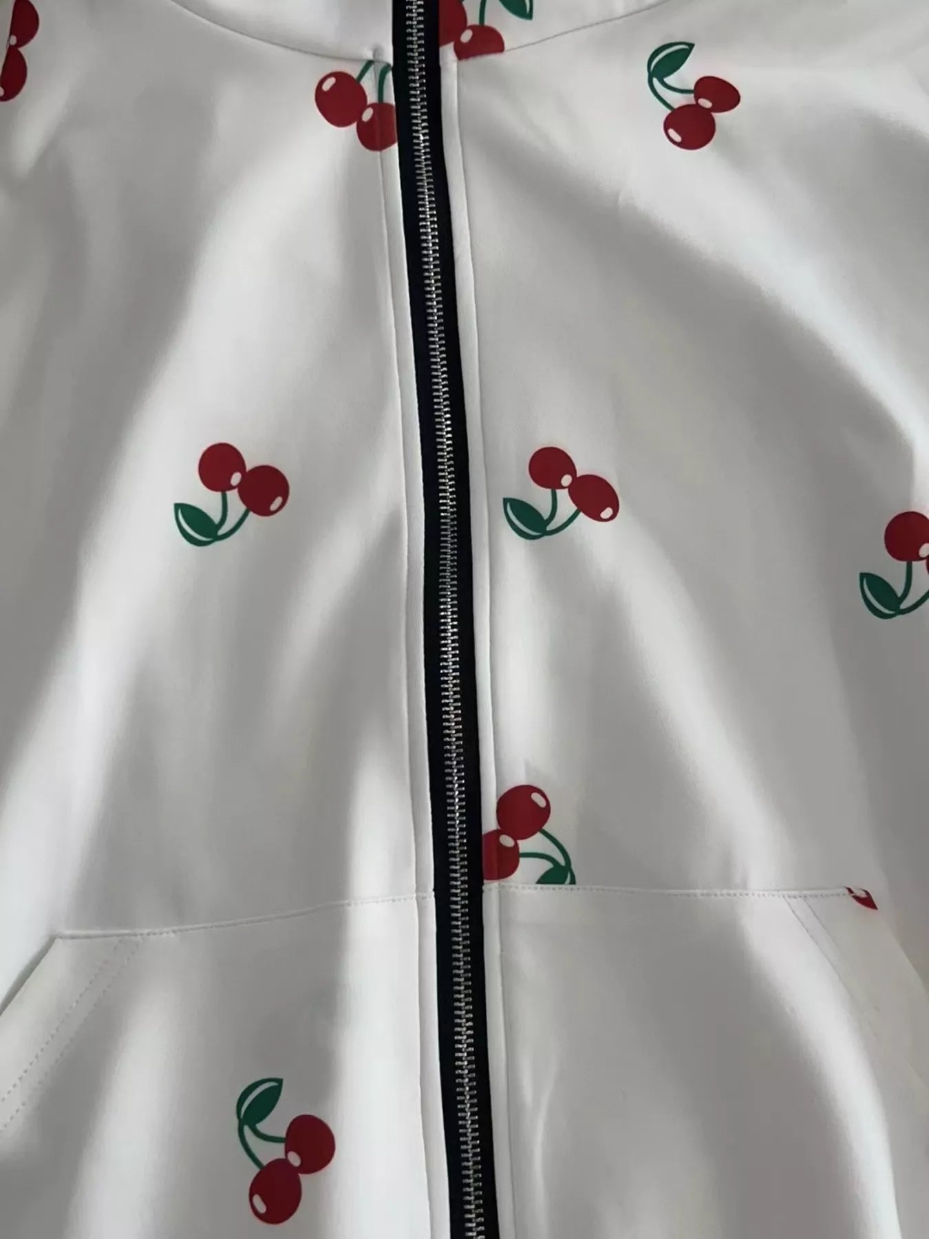 Cherry Print Oversized Zip-Up Hoodie | Hoodies Daverri Fashions